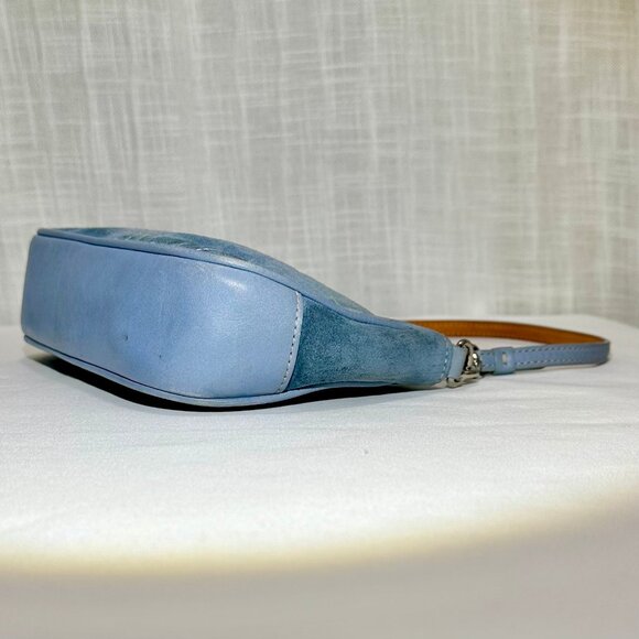 Coach Vintage Baby Blue Suede Leather Heart Stitched Demi Y2K Purse RARE 6732 - Picture 11 of 16
